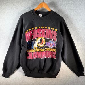 VTG Hanes Sweatshirt‎ Men XL Black Washington Redskins Football Raglan Sleeve
